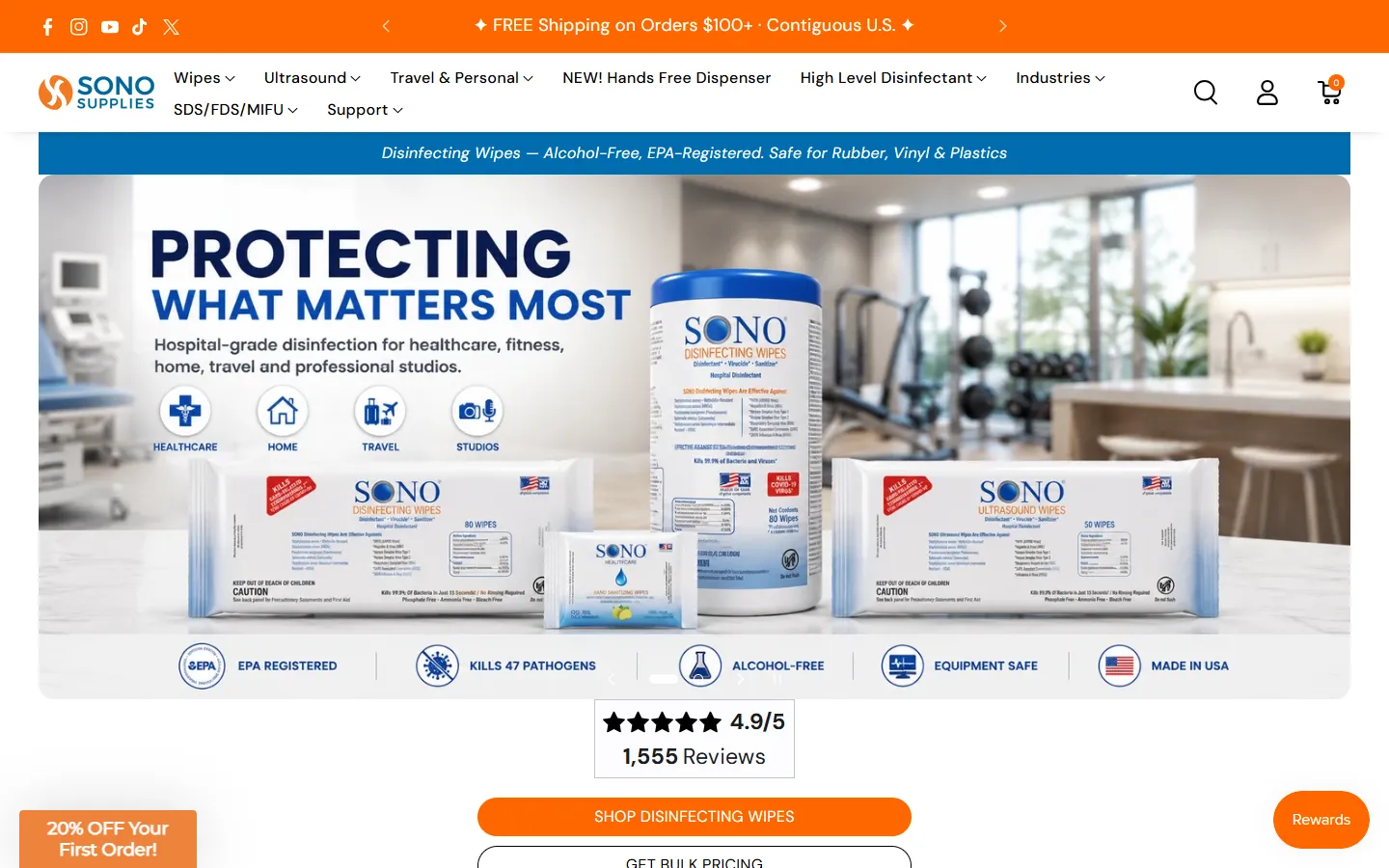 Home page of sonosupplies.com